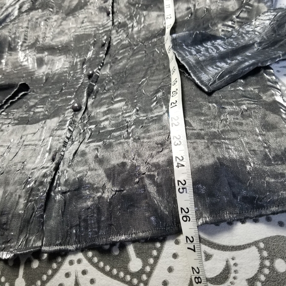 NOTATIONS XL BUTTON BLOUSE METALLIC SILVER RETRO - Picture 4 of 5